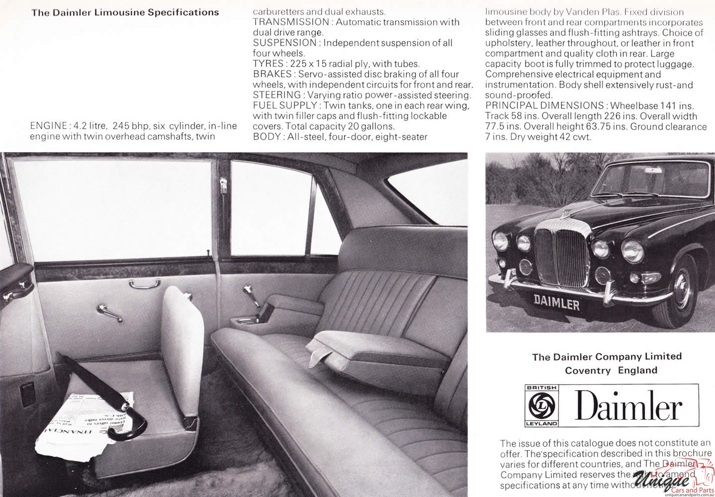 1970 Daimler of Coventry Brochure Page 2